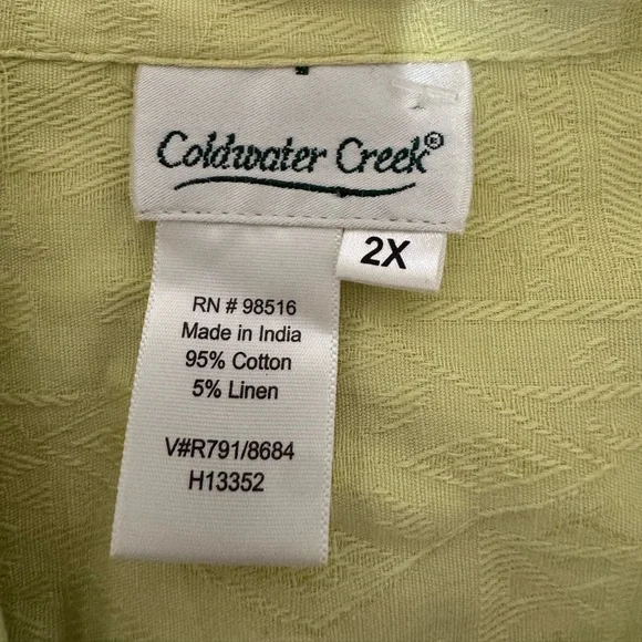Coldwater Creek Linen Blend Button Front Lightweight Textured Blouse Sz 2X EUC - Picture 10 of 11